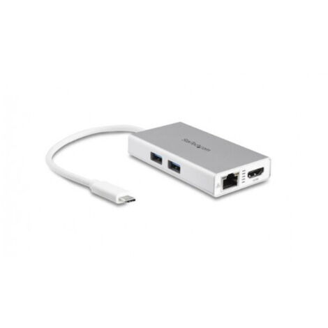 StarTech.com Adaptateur Multiport USB-C - Mini Station d'Accueil USB-C avec 4K HDMI - 60W PD Pass-Through, GbE, 2pt USB-A 3.0 Hub - Mini Dock USB Type-C pour Ordinateur Portable - Blanc