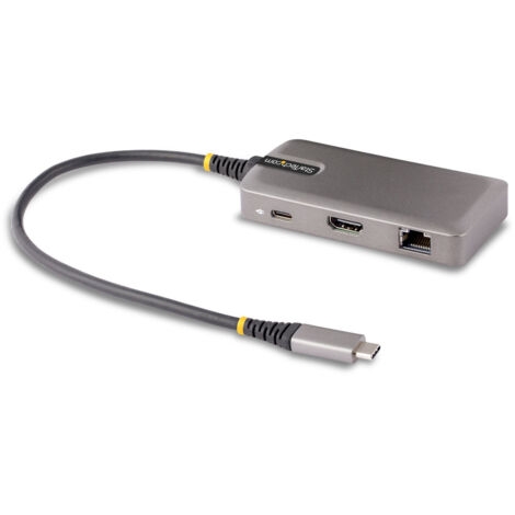StarTech.com Adaptateur USB-C Multiport, HDMI 4K 60Hz, HDR - Hub USB 3.0 2 ports 5Gbps, 100W Power Delivery Pass-Through, GbE, USB Type-C Mini Station d'Accueil, Windows/macOS/ChromeOS
