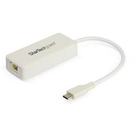 StarTech.com Adattatore Ethernet USB-C a RJ45 Gigabit con porta USB-A, Bianco