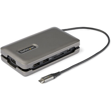 StarTech.com Adattatore Multiporta USB C - Da USB C a HDMI 2.0 4K 60Hz - Hub USB 2 Porte 10Gbps - 100W Power Delivery Pass-through - GbE - SD/MicroSD - Mini DockStation USB Type-C - Cavo da 25cm
