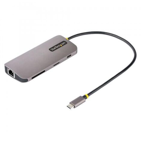 StarTech.com Adattatore Multiporta USB-C HDMI 4K 60Hz, Hub USB-A 5Gbps a 3 Porte , Adattatore USB-C a HDMI con PD 100W Pass-Through, GbE, SD/MicroSD, Cavo da 30 cm, Dock da Viaggio, Docking Station pe