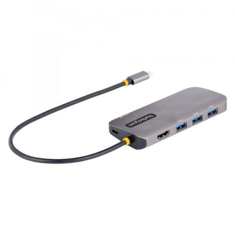 StarTech.com Adattatore USB C Multiporta, Video HDMI 4K 60Hz, Hub USB 3.2 a 3 porte USB-A 5Gbps , 100W Power Delivery Pass-Through, GbE, Cavo integrato da 30cm, Docking Station per laptop /Mini Dock d
