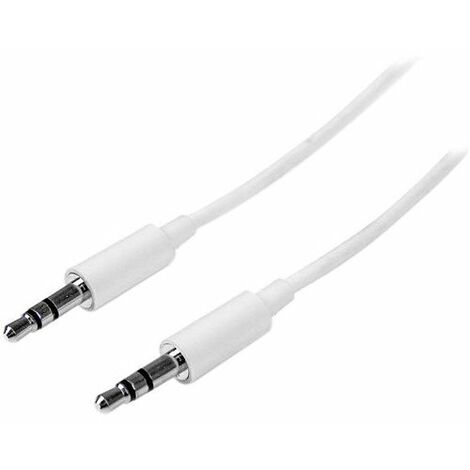 StarTech.com Cable 1m 1 metro Slim Delgado de Audio Estéreo Mini Jack Plug 3,5mm - Blanco - Macho a Macho