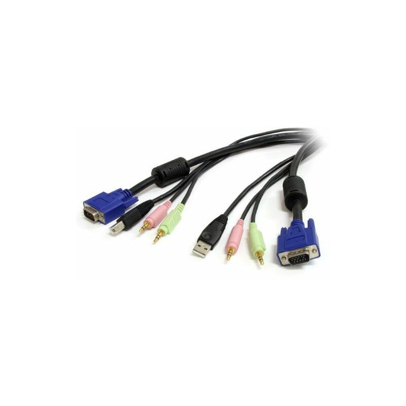 

.com Cable 4 en 1 (USB VGA KVM) con conector de audio y micrófono (3 metros) - Startech