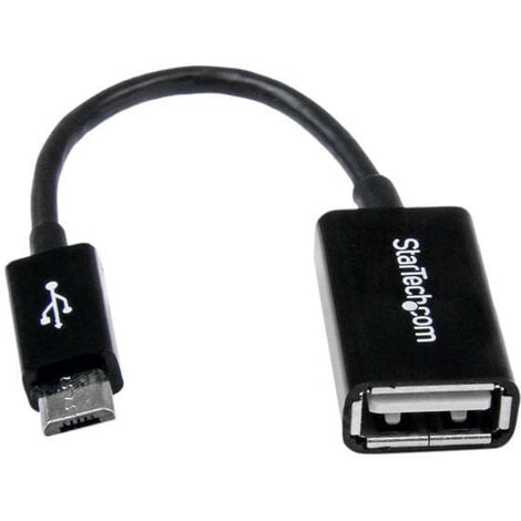 StarTech.com Câble adaptateur Micro USB vers USB Host OTG de 12cm - Mâle / Femelle - Noir - USB Micro-B - USB A - Male connector / Female connector - 0,1015 m - Noir (UUSBOTG)