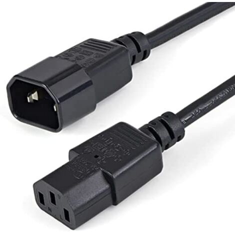 StarTech.com Cable de 1m de Extension de Power, C14 to C13, 10A 125V, 18AWG, Extension de Cable de Power de Computer, IEC-320-C14 to IEC-320-C13, for Power Supply de Power, UL