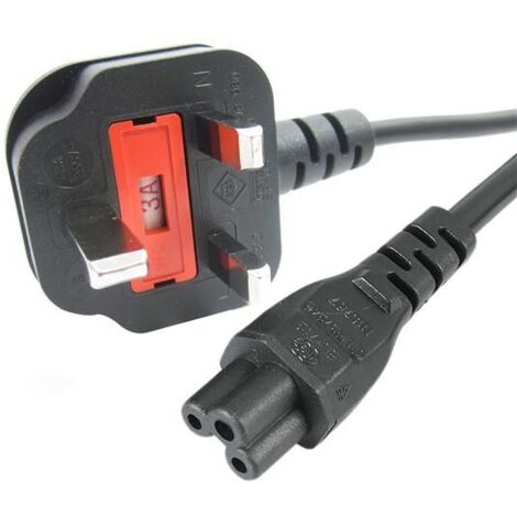 StarTech.com Cable de 2m de Alimentación para Portátiles, Enchufe BS1363 a C5, 2,5A 250V, 18AWG, Cable para Cargador, Cable Hoja de Trébol Mickey Mouse, Adaptador para Reino Unido, UL