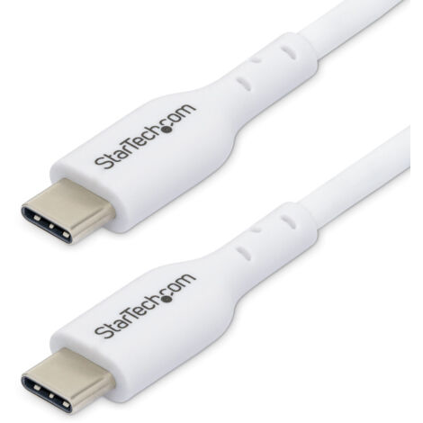 StarTech.com Câble de Charge USB-C de 1m, Charge et Synchronisation, 60W (3A) PD, Câble de Charge USB 2.0 pour Ordinateur Portable - Cordon de Charge USB C Blanc