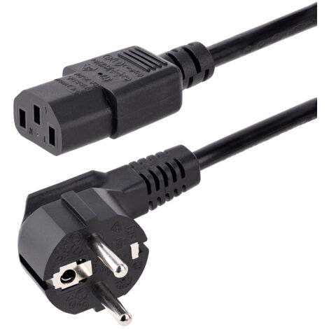 StarTech.com Cavo di alimentazione per PC da EU Schuko a C13 da 3 m, Cavo di corrente AC 250V 10A 18AWG, Cavo di ricambio con spina italiana per portatile/TV/monitor/schermo da Schuko CEE 7/7 a IEC 60