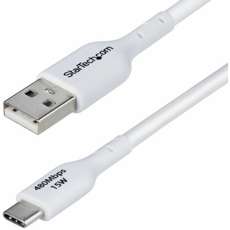 StarTech.com Cavo di Ricarica USB-A a USB-C da 3m - Cavetto di Carica Rapida USB-A a Type-C da 3A, Cavo per Trasferimento Dati USB 2.0 rivestito in TPE - Bianco