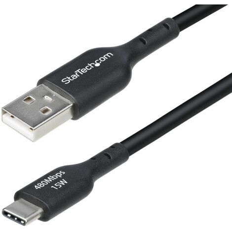 StarTech.com Cavo di Ricarica USB-A a USB-C da 3m - Cavetto di Carica Rapida USB-A a Type-C da 3A, Cavo per Trasferimento Dati USB 2.0 rivestito in TPE - Nero