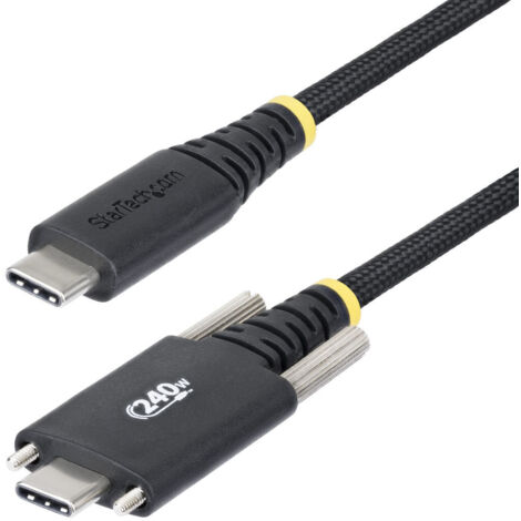 StarTech.com Cavo di ricarica USB-C da 3m, chiusura a vite laterale, 240W (5A) PD EPR, rivestimento in silicone con nylon intrecciato, USB 2.0, certificato USB-IF