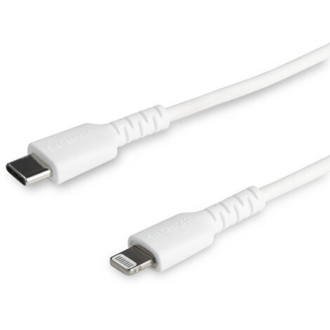 StarTech.com Cavo durevole da USB-C a Lightning da 1m bianco - Cavo di alimentazione/sincronizzazione in Fibra aramidica robusta per impieghi intensivi da USB tipo C a Lightening - Certificato Apple M