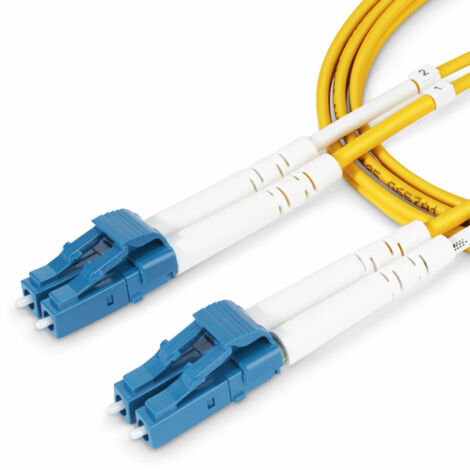 StarTech.com Cavo in fibra ottica duplex monomodale OS2 da LC a LC (UPC) da 2m, 9/125µm, 100G, Insensibile alla piegatura, Bassa perdita di inserzione, Cavo patch in fibra LSZH