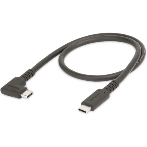 StarTech.com Cavo USB-C angolare robusto da 50 cm, USB 3.2 Gen 2 (10 Gbps), cavo di trasferimento dati USB type-C ad angolo retto, DP Alt Mode 4K 60Hz, 100W Power Delivery - Cavo USB Tipo C a 90 gradi