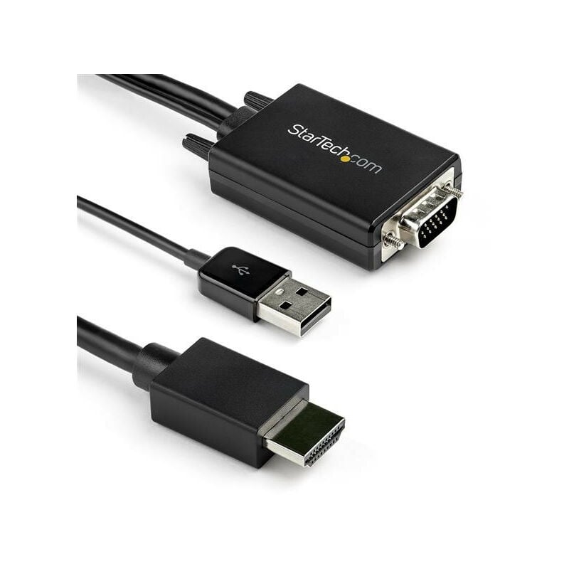 StarTech.com Câble adaptateur VGA vers HDMI - 2 m - 1080p - Audio USB - Alimenté par USB - 2 m - USB Type-A + VGA (D-Sub) - HDMI Type A (Standard)