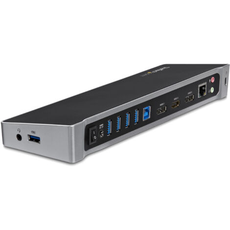 StarTech.com Docking station USB 3.0 a tre monitor - 1x HDMI - 2x DisplayPort - Dock portatile con Hub USB integrata a 5 porte e Gigabit Ethernet