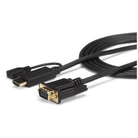 StarTech.com HD2VGAMM10 cavo e adattatore video VGA (D-Sub) HDMI + Micro USB Nero