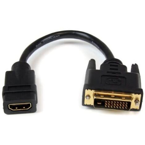 Startechcom HDDVIFM8IN HDMI-zu-DVI-D-Adapterkabel schwarz 20 cm