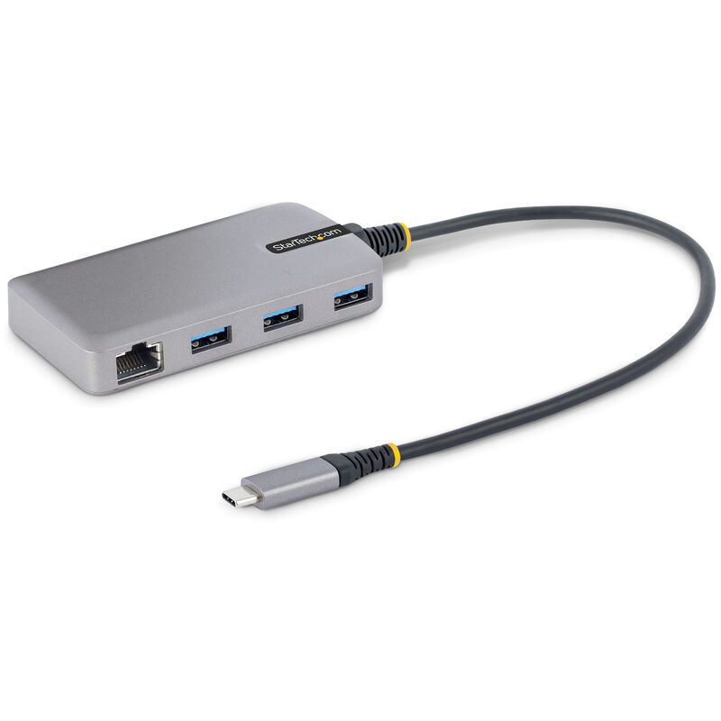 Image of StarTech.com Hub USB-C con Etherenet a 3 porte - 3x porte USB-A, Gigabit Ethernet RJ45, USB 3.0 5Gbps, alimentazione tramite bus, cavo lungo 30 cm