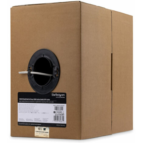 StarTech.com Matassa cavi di rete Cat5e - Rotolo in serie di cavi UTP solidi CMR Cat5e, 304,8 m colore grigio
