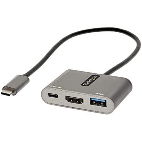 StarTech.com Multiport Adapter USB C, USB Type C to HDMI, Video de 4K, PD de 100W, Pass Through, Hub Thief USB 3.0 1x USBC 1x USBA, Mini Docking Station USBC for Notebook