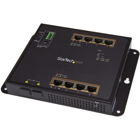 StarTech.com Switch Ethernet Gigabit a 8 porte PoE+ con 2 connessioni SFP - Gestito - Montabile a Parete con accesso frontale