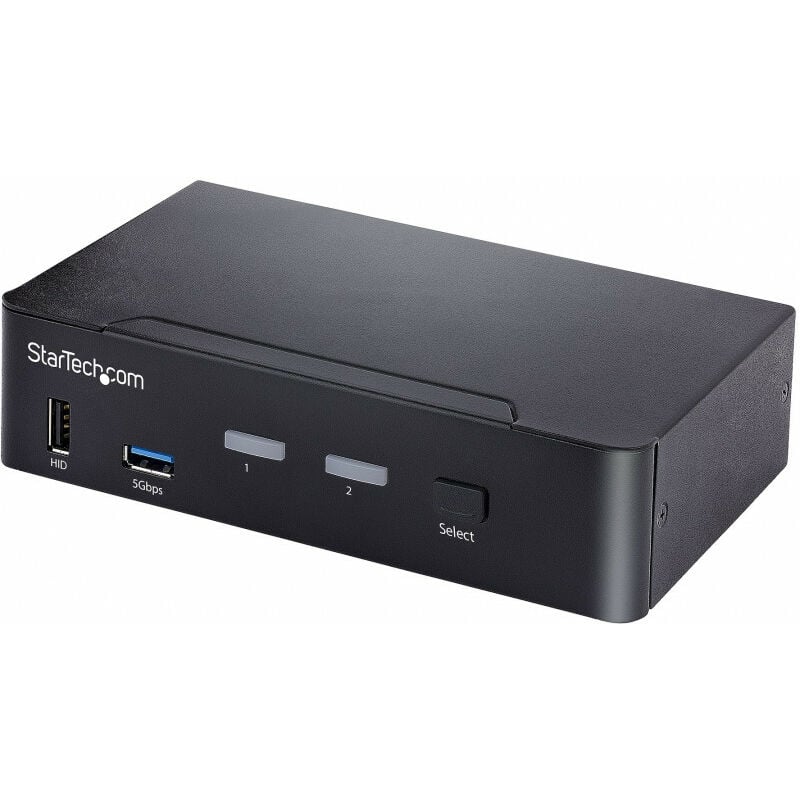 StarTech.com Switch KVM USB C - KVM DisplayPort à 2 ports Vidéo HDR UHD 4K 60Hz - Audio 3.5, Hub 5Gbps 4x USB HID et 2x USB 1 3.2 Gen 1 - Commutateur