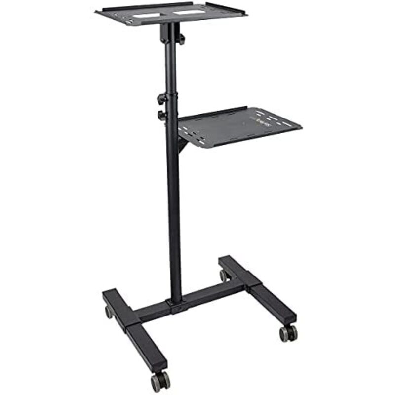 Com Support/chariot mobile pour projecteur et ordinateur portable - Support portable robuste pour projecteur (2 étagères, supportent 22lb/10kg