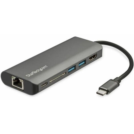 StarTech.com USB C Multiport Adapter mit 4K HDMI - USB-C Reisedock mit 4K HDMI, 3x USB 3.0 Hub, SD/SDHC Kartenleser, GbE, 60W PD 3.0 Pass-Through - USB-C/Thunderbolt 3 Reise-/Minidock