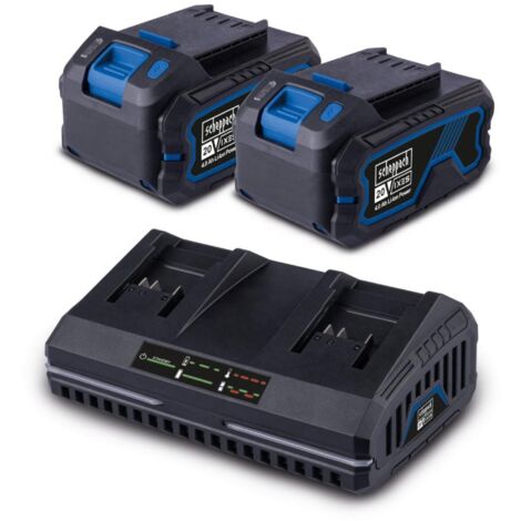 Startekit con 2 batterie 20v 4.0Ah e doppio caricatore 2.4a serie ixes Scheppach
