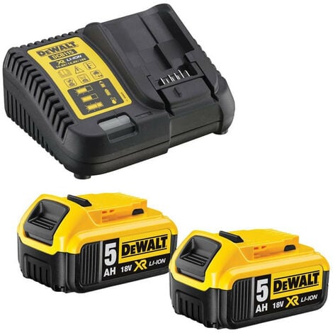 Pack de batteries DEWALT 18V 5.0Ah Li-Ion - 2 batteries + Chargeur -  DCB115P2