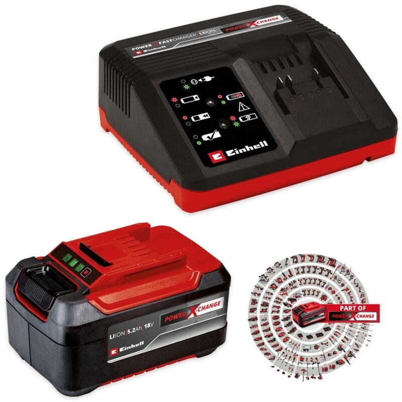 5.2Ah plus 18V Battery Power X-Change Starter Kit + 4.0ah Fast Charger - Einhell