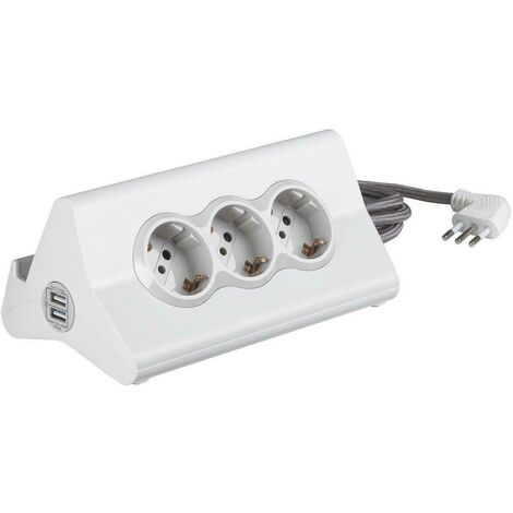 Starttisch multipresa write mit 10 a, 3 p 30, 2 prese usb, mit kabellnge interrutor 2 meter weiss farbe s3713dbu