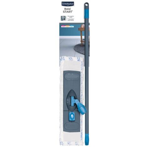 Starwax – Balai à plat housse microfibre – Tête rotative 360° – Longueur réglable 0.76 à 1.30 m – Pour sols durs et dégraissage efficace