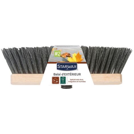 Starwax – Balai d'extérieur 29 cm – Fibres synthétiques résistantes à l'humidité – Pour sols rugueux comme béton et pierre naturelle