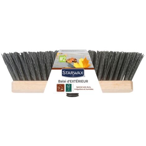 Starwax – Balai d'extérieur 29 cm – Fibres synthétiques résistantes à l'humidité – Pour sols rugueux comme béton et pierre naturelle