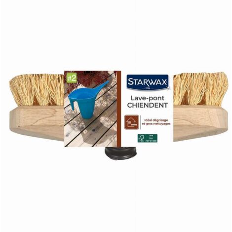 Starwax – Balai lave-pont rigide 100% végétal – Monture en bois durable – Pour nettoyage sols carrelés et terrasses bois – Élimine taches tenaces