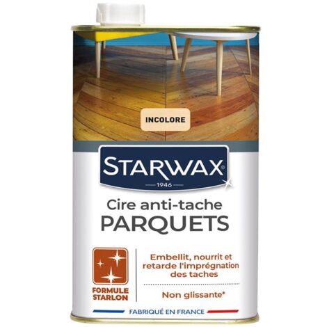 BRUNEL Cire Starlon anti-tache pour parquets cirés incolore 1L STARWAX