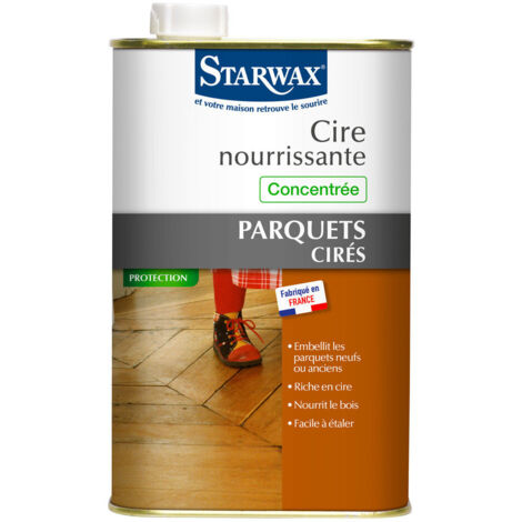 Starwax – Cire liquide concentrée pour parquet et sol stratifié – Teinte jaune – Finition satinée – 1 L pour bois dur et teck