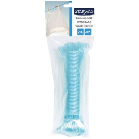 Starwax Corde à linge bleu 20 mètres pratique et résistante