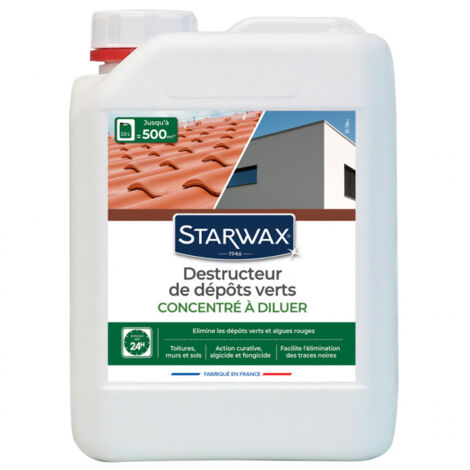 Starwax – Destructeur de dépôts verts concentré 2,5L – Antimousse pour toit, mur et sol – Formule sans javel, efficace dès 24h