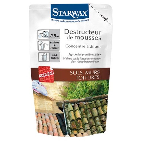 STARWAX - Destructeur de mousses concentré à diluer - sols, murs, toitures - 250 mL