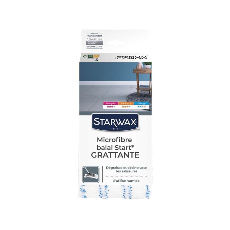 Starwax - Housse microfibre grattante pour balai plat