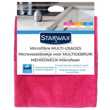 Starwax – Lavette microfibre multi-usages 33 x 26 cm – Nettoyage efficace sur toutes surfaces – Absorption optimale – Pour professionnels du nettoyage