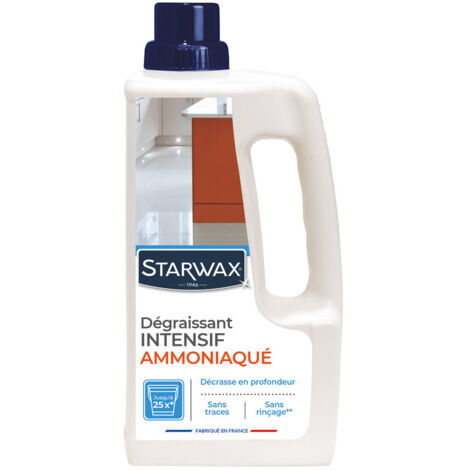 Starwax – Nettoyant dégraissant ammoniaqué 1 L – Pour surfaces lavables – Sans rinçage – Nettoyage sols, murs et sanitaires