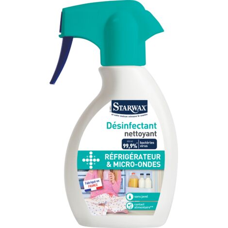 Starwax – Nettoyant désinfectant pour réfrigérateurs et micro-ondes 250ml – Formulé sans javel – Activité bactéricide EN1276 – Fabrication française