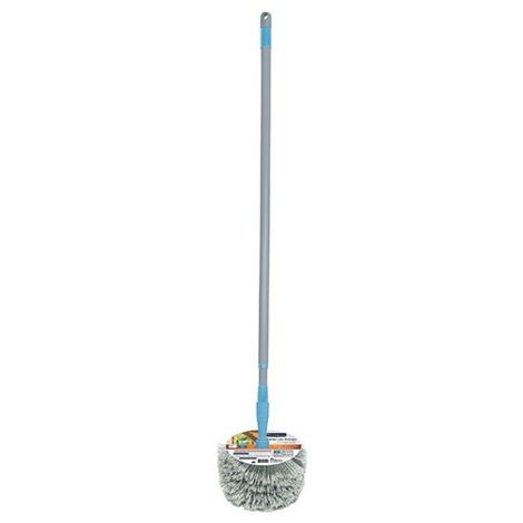 Tête de loup balai brosse boule, Manche télescopique aluminium 3,80 m, Vinyl fleuré, Tête Ø 180 mm à douille vissante, Version pro, Toiles  d'araignées moutons plafonds coins