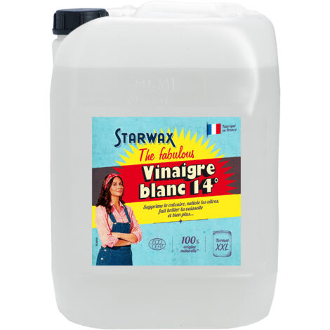 Starwax – Vinaigre blanc 20L – Détartrant et dégraissant puissant – Forte concentration 14° – Usage ménager sans parfum