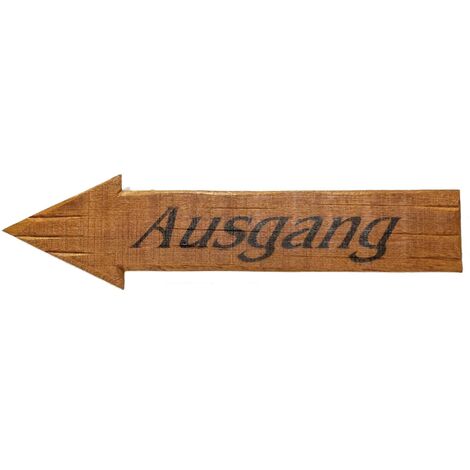 Statement Pfeil-Schild aus hochwertigem Hartholz handmade - Ausgang, braun